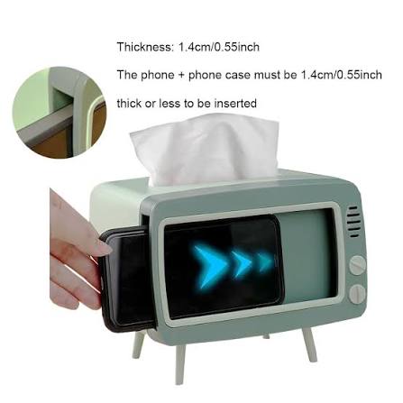 Creative Tv Tissue Box Holder With Phone Holder
