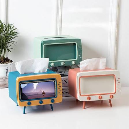 Creative Tv Tissue Box Holder With Phone Holder
