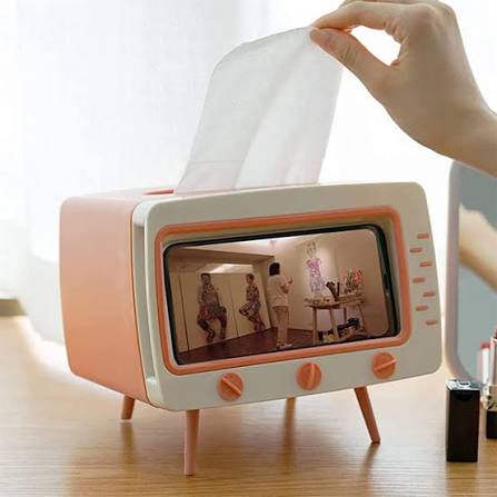 Creative Tv Tissue Box Holder With Phone Holder
