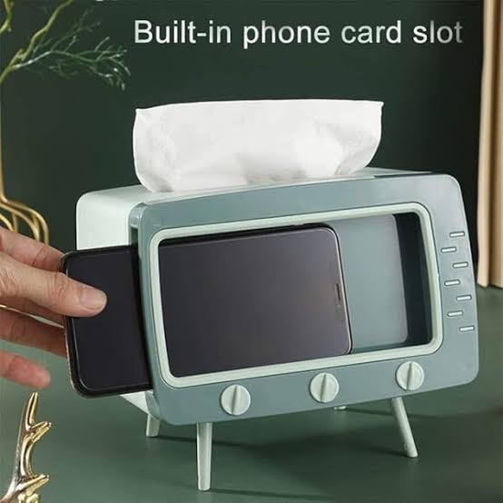 Creative Tv Tissue Box Holder With Phone Holder